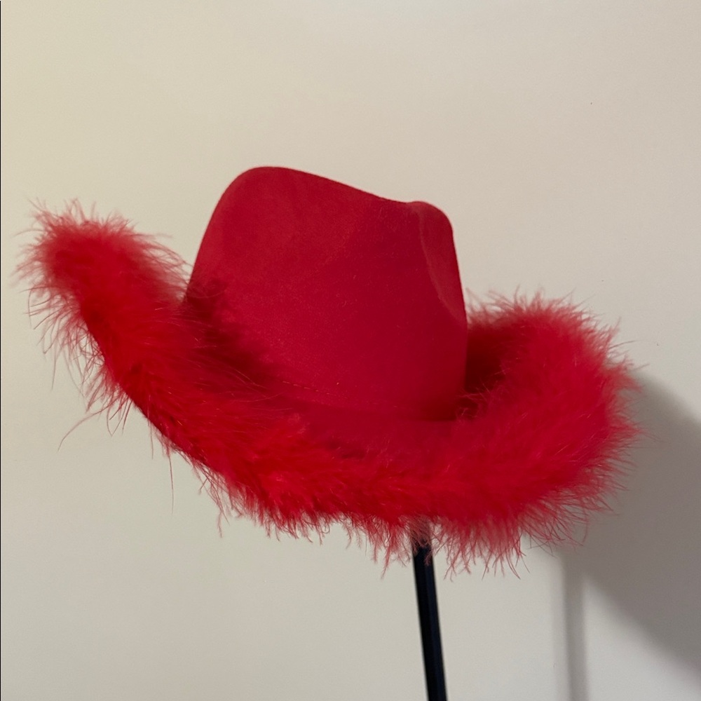 Elegant Red Feathered Women's Hat